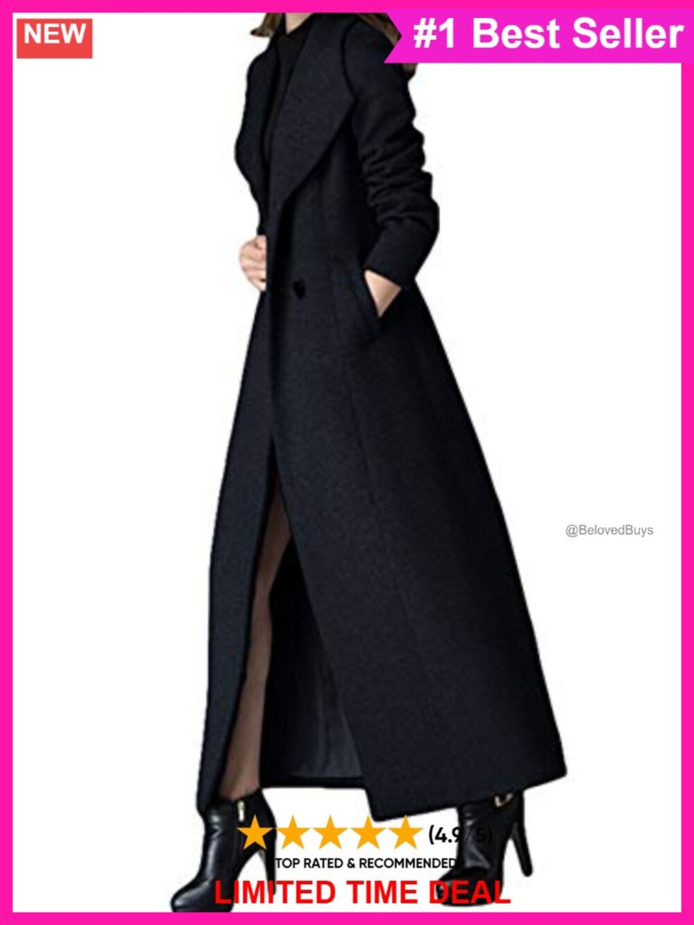 Long Wool Blend Trench Coat Double Breasted